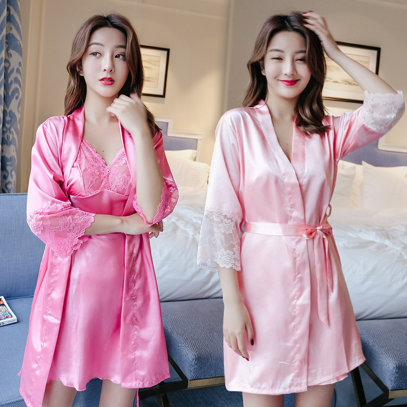 V-neck sexy lace suspender nightdress