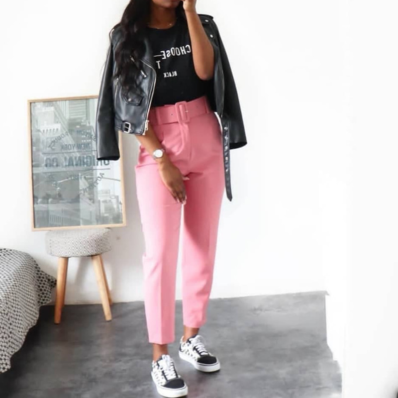 Sexy plus size high waist wearing trousers