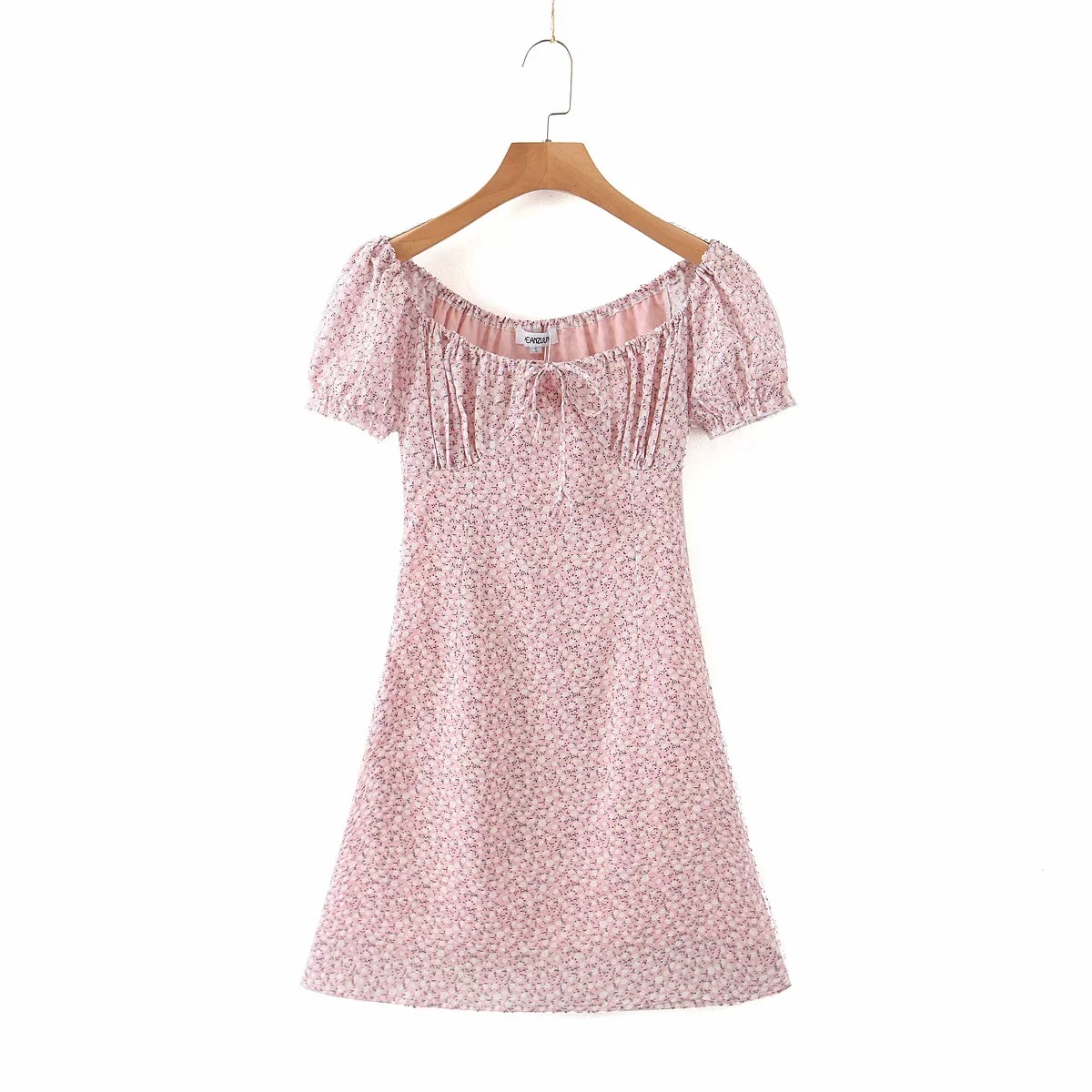 Retro puff sleeve flower dress