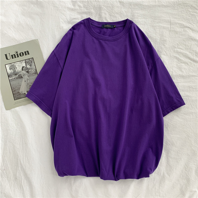 Loose solid color short sleeve T-shirt
