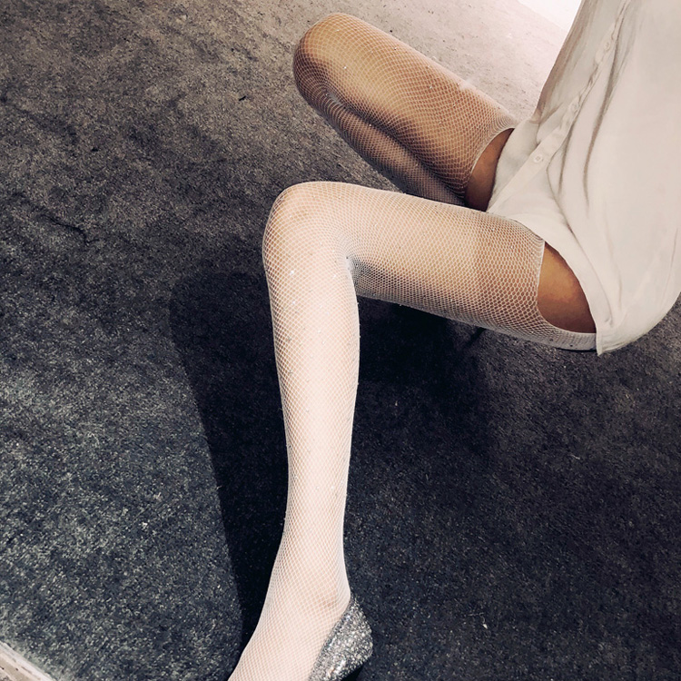 Thin pantyhose cutout beautiful leg socks White - Shop at LoveMi