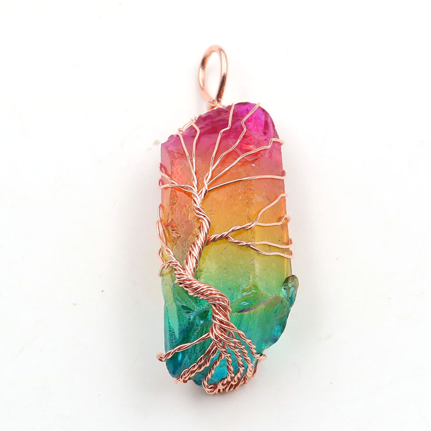 Life Tree Pendant with Plated Hexagon Column