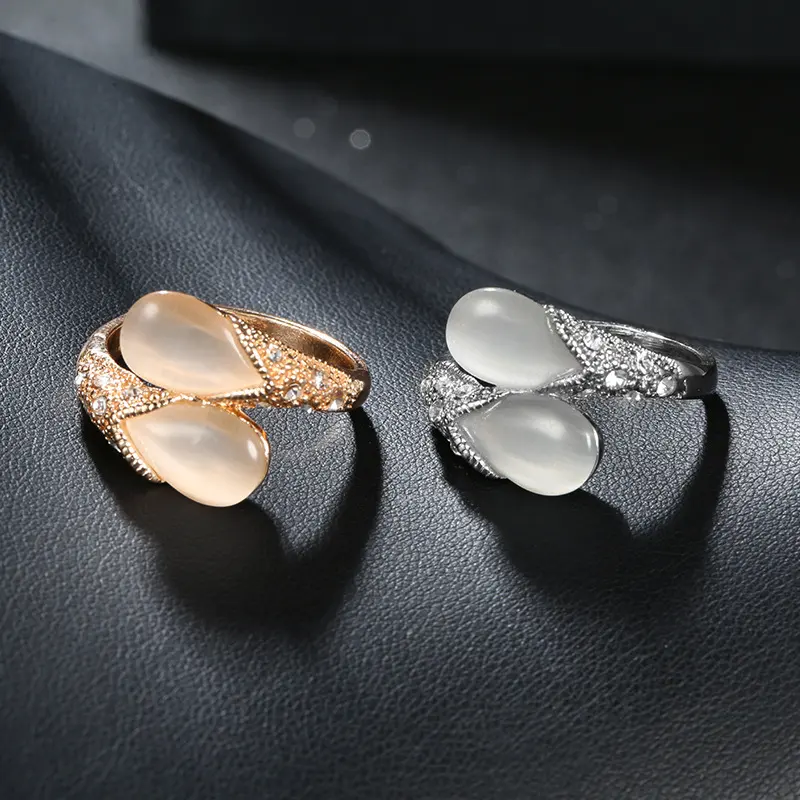 Drop-shaped White Gemstone Ring