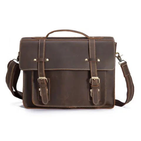 The First Layer of Crazy Horseskin Men's Handbag