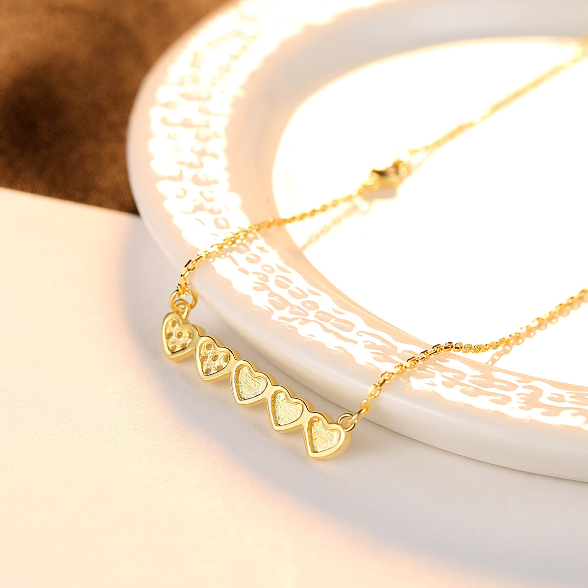 Peach Heart Clavicle Necklace Pendant