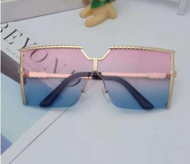Frameless conjoined marine windproof sunglasses Pink Blue - Shop at LoveMi