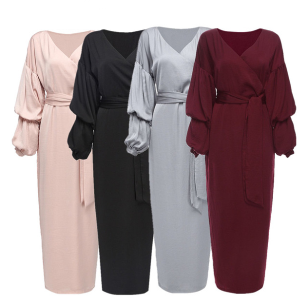 Puff sleeve V-neck dress Malay