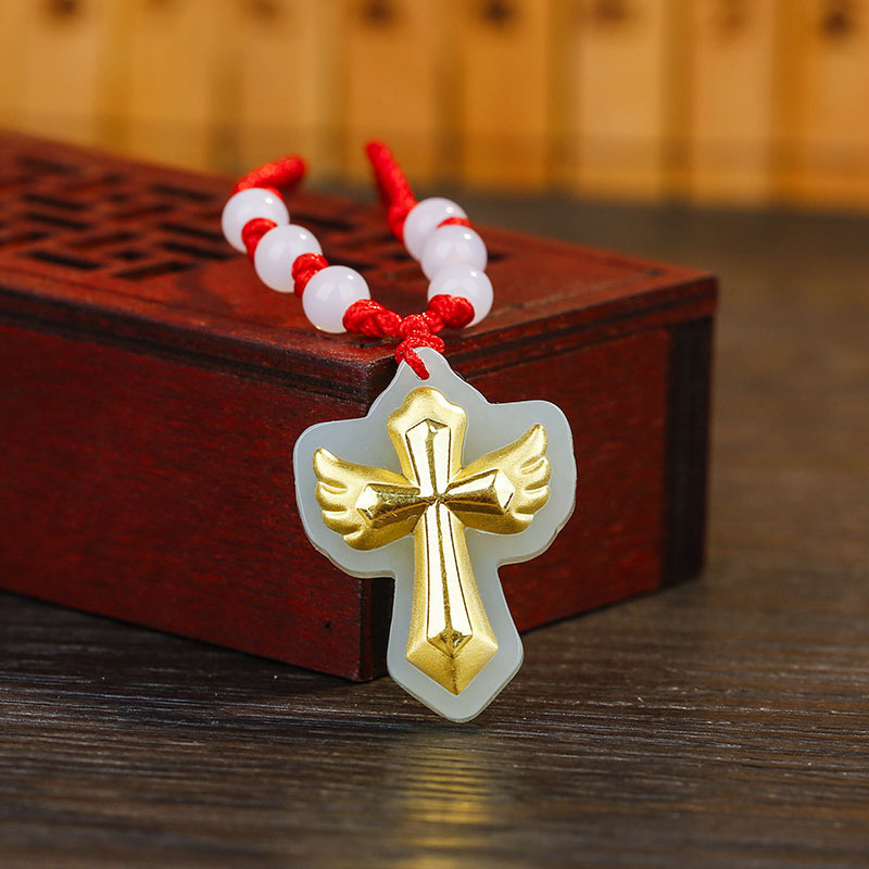 Gold inlaid jade pendant
