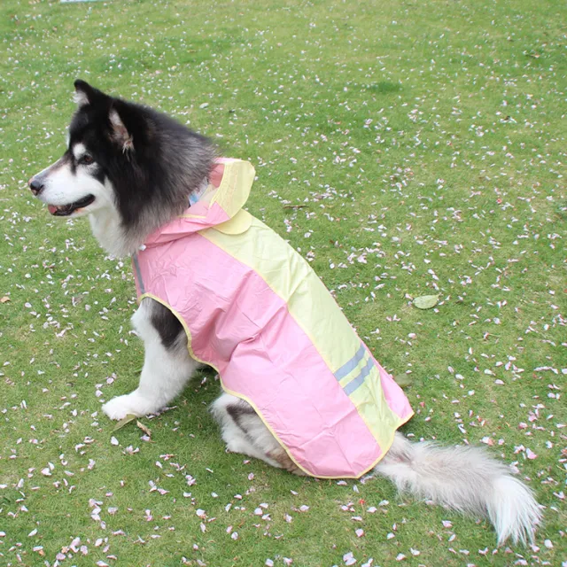 Color dog cloak raincoat with reflective Pink - Shop at LoveMi