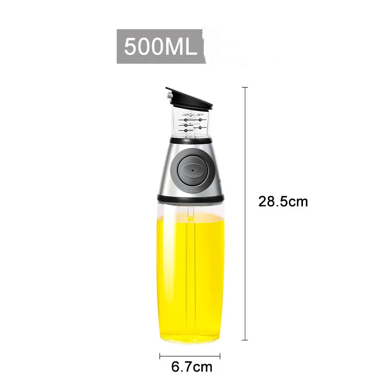 500ml Measurable Glass Bottle Oil Bottle Soy Bottle Kitchenware - Silver