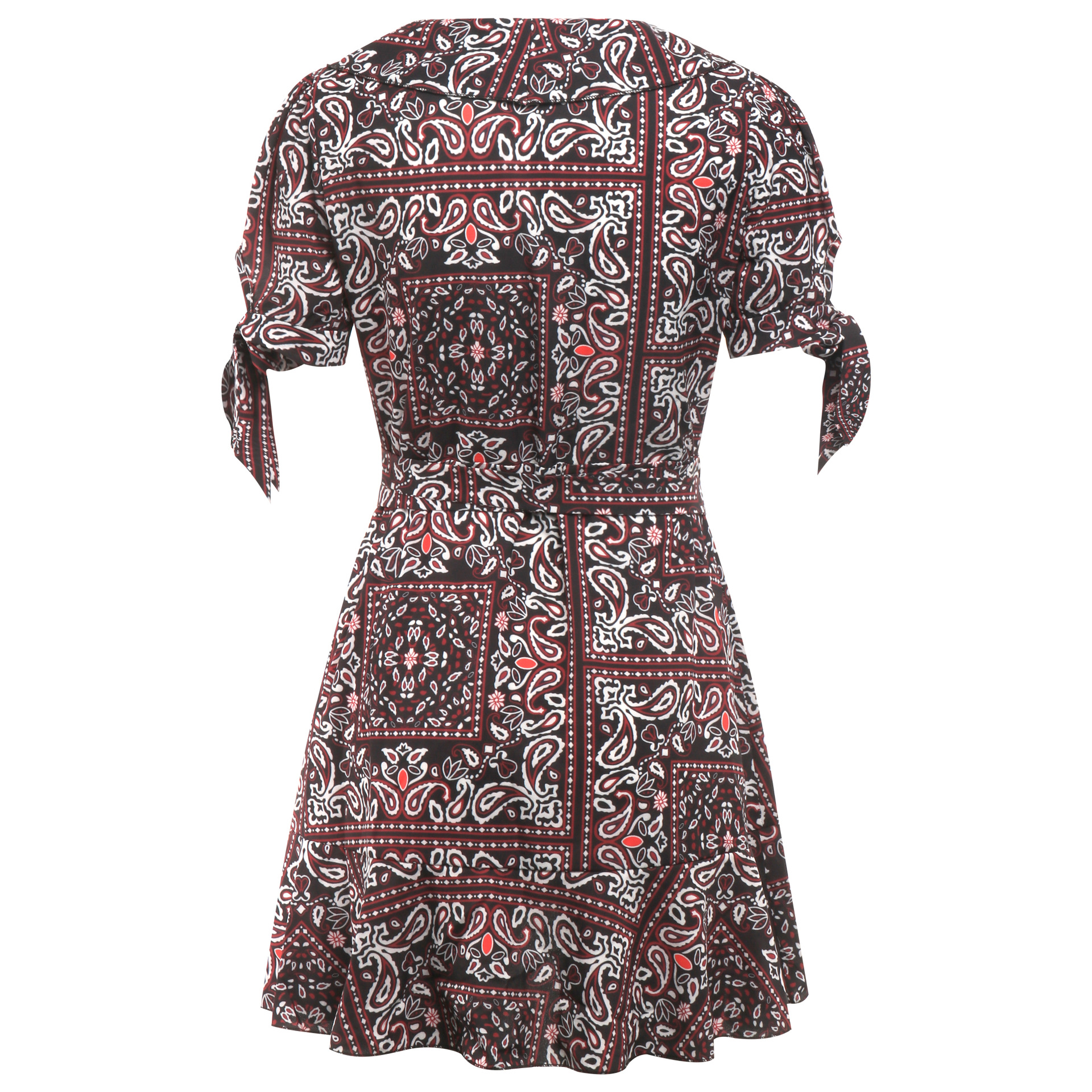 V-neck short sleeve printed skirt dress