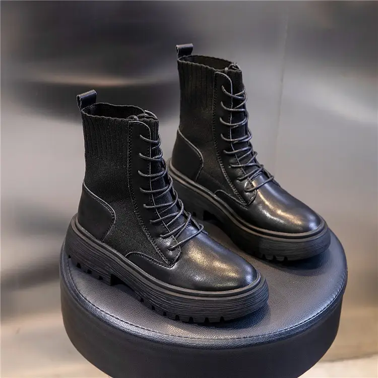 Casual wild chunky heel short boots