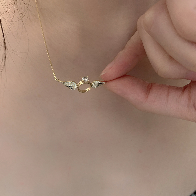14k Gold Wing Necklace Female Clavicle Chain