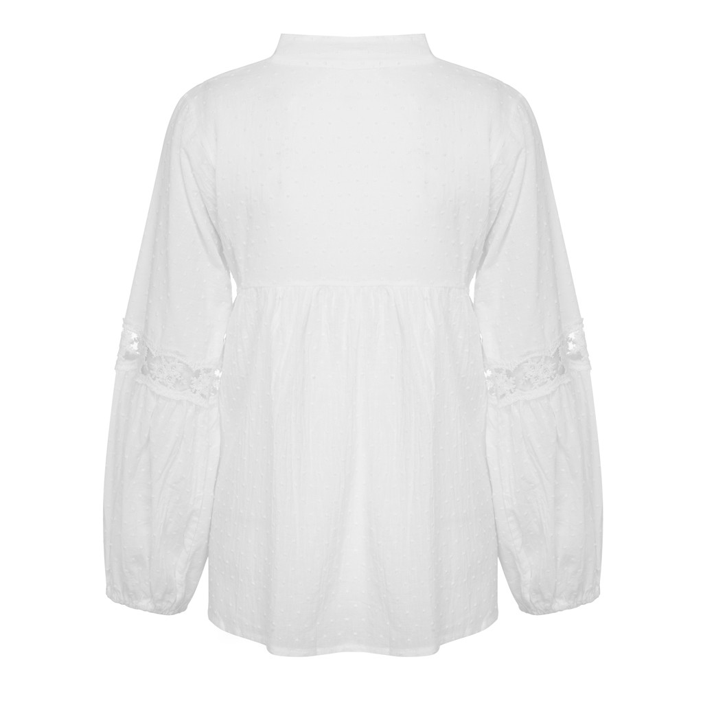 Lace long sleeve solid color shirt