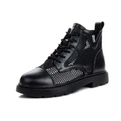 All-match breathable flat Martin boots - Black - View 1