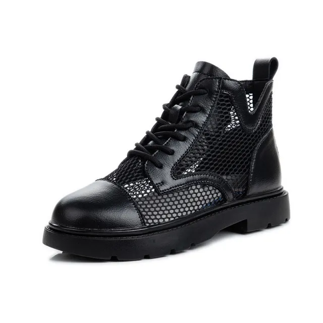 All match breathable flat Martin boots Black - Shop at LoveMi