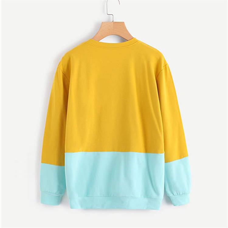 Round neck printed stitching long sleeve sweater
