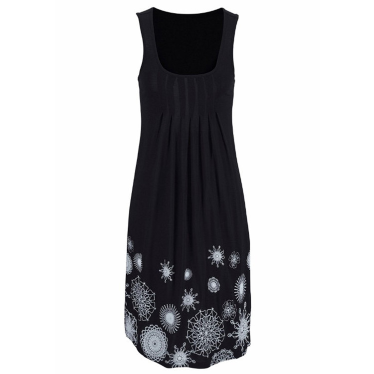 Sleeveless floral print loose dress