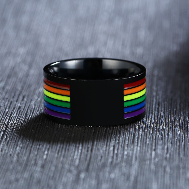 Title 1, Rainbow stainless steel ring, vibrant and durab...