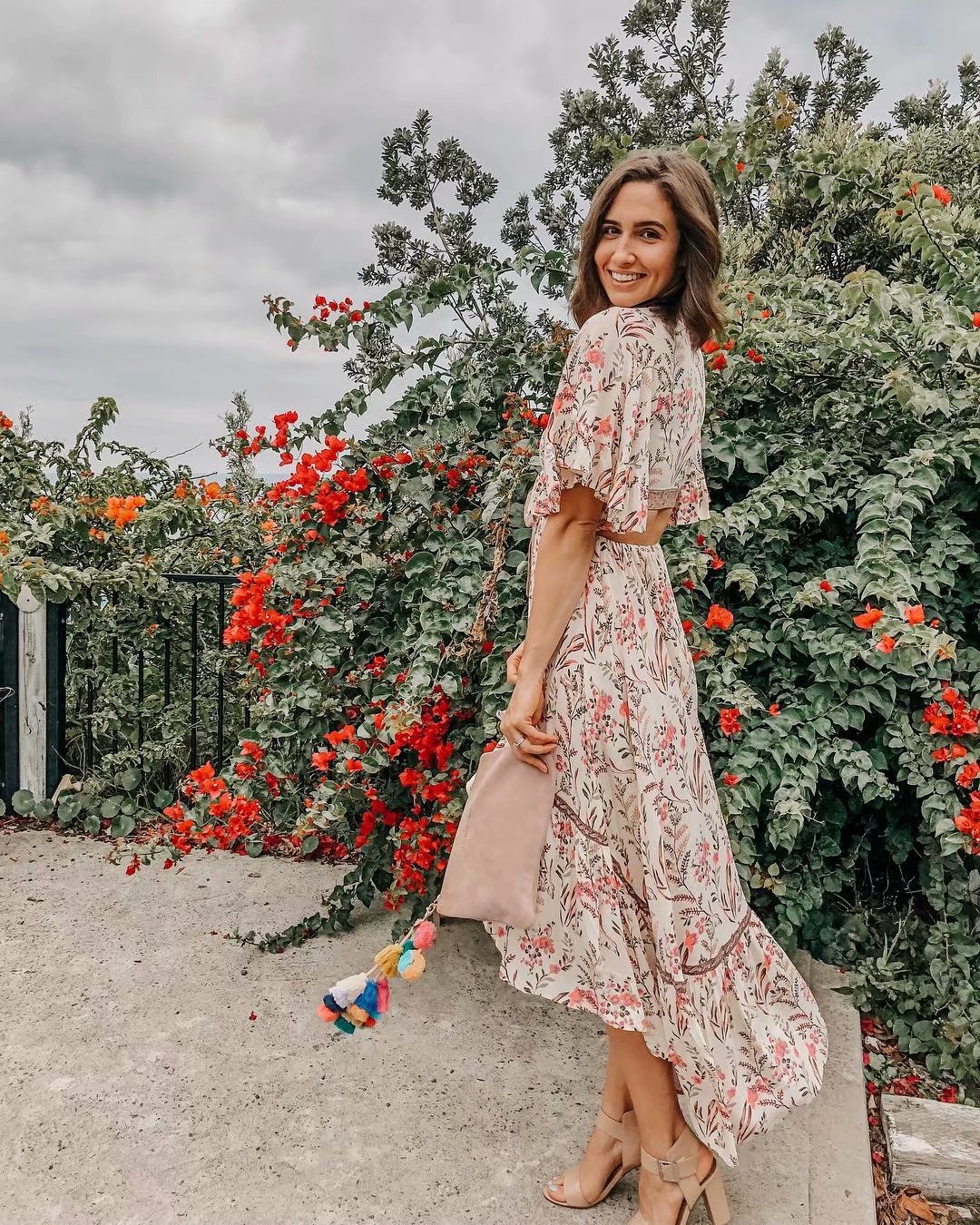 Bohemian dress with waist print