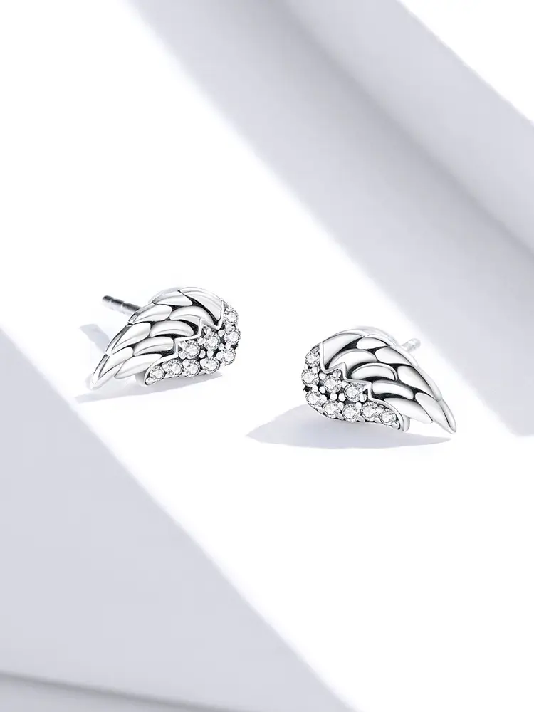 Sterling Silver Wing Stud Earrings