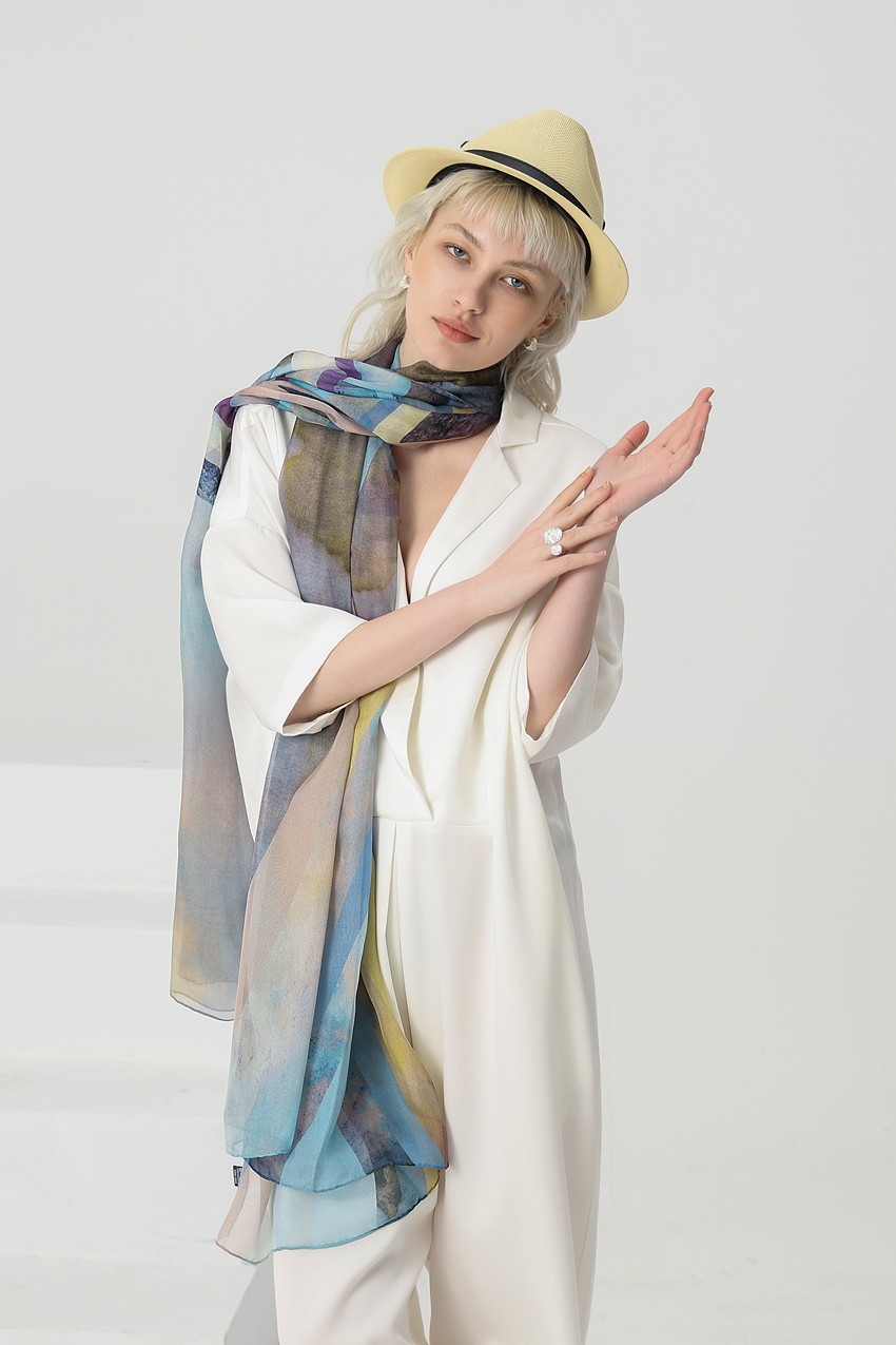 Silk Georgette satin scarf summer sunscreen towel beach towel