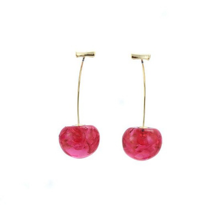 French dried flower cherry earrings