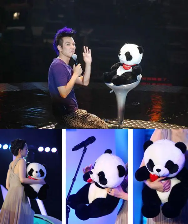 Cute caring panda figurine