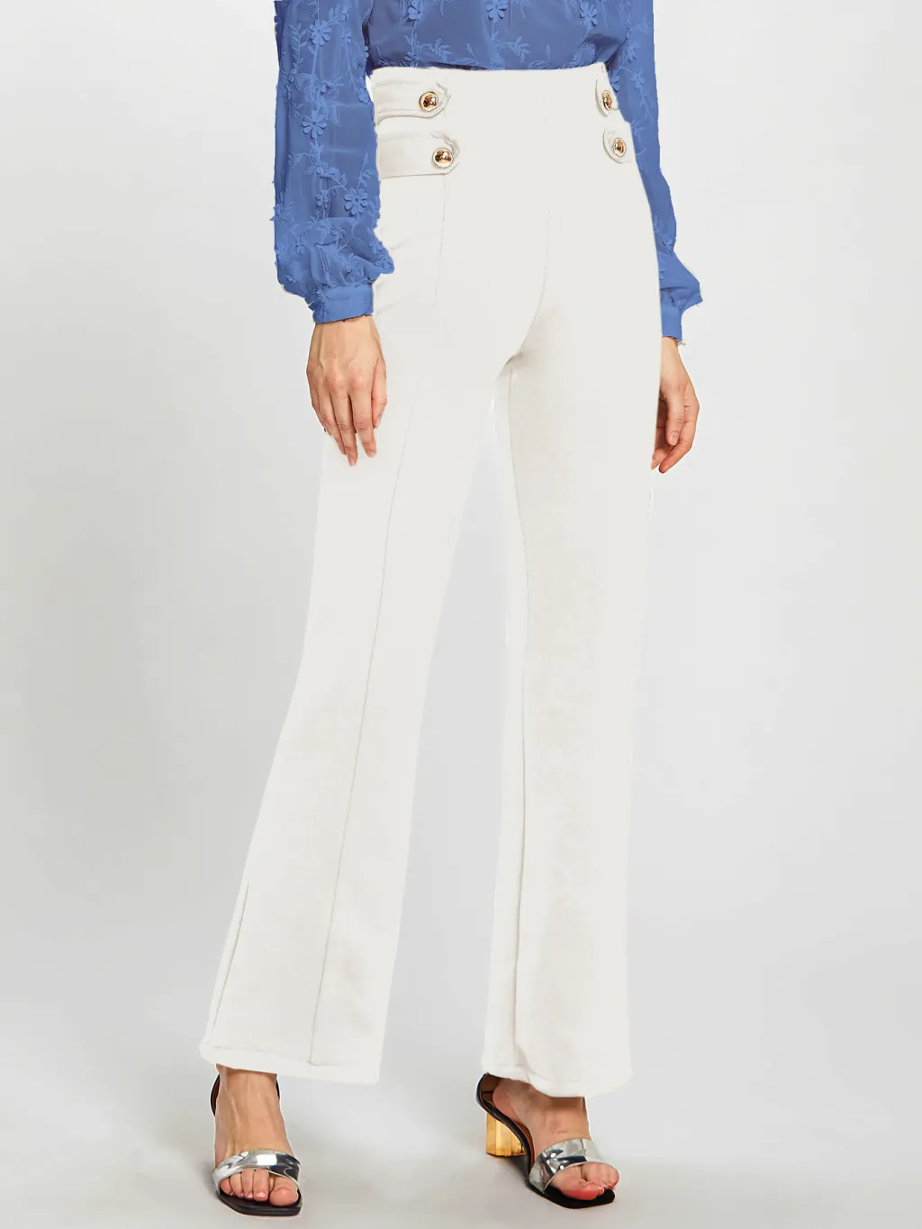 European and American fashion casual wide-leg pants five - White