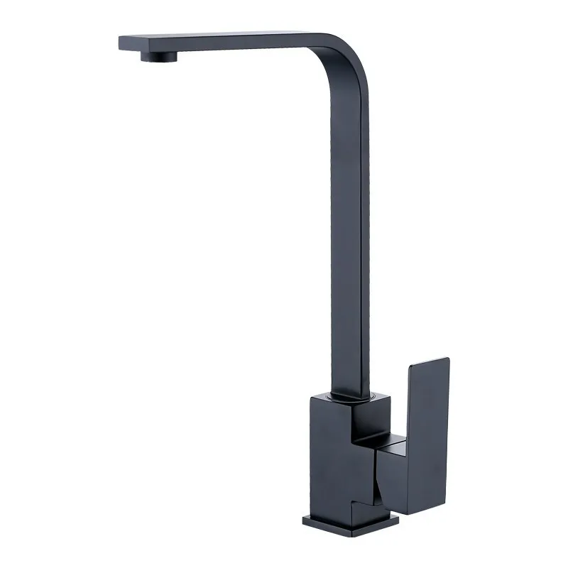 Black paint seven-character square kitchen faucet - Black