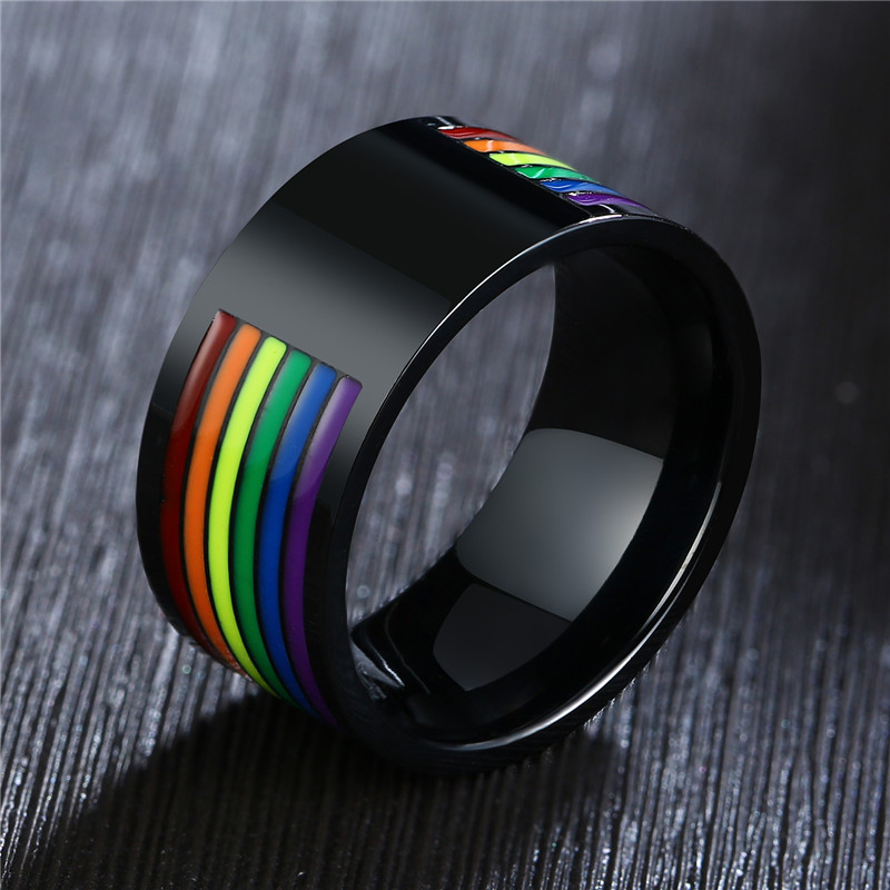 Title 4, Rainbow stainless steel ring, vibrant and durab...