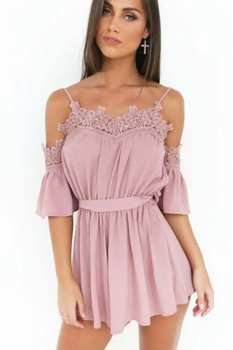 Sexy Chiffon Braces Skirt es Jumpsuit - Pink