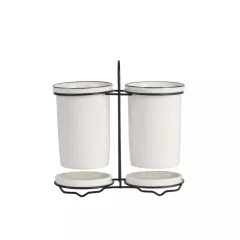Chopsticks, knife, fork and spoon storage rack - White - View 1
