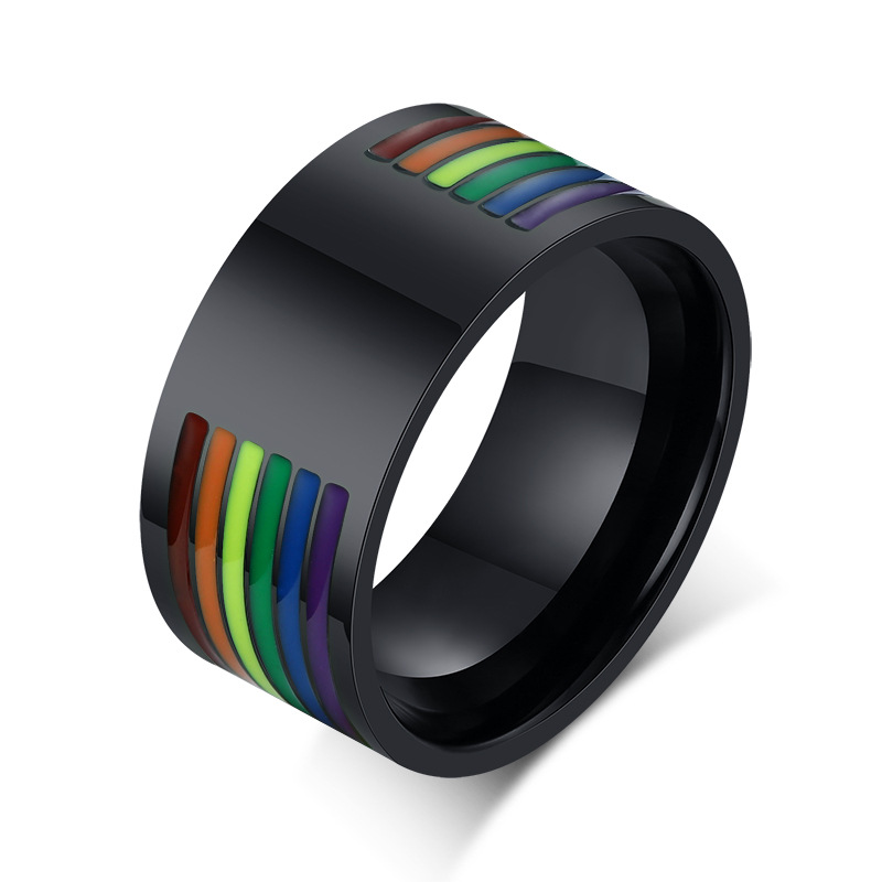 Title 6, Rainbow stainless steel ring, vibrant and durab...