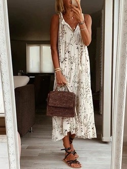 NICOLE - Schönes und sehr bequemes Kleid aus Maxi-Leinen ohne Ärmel