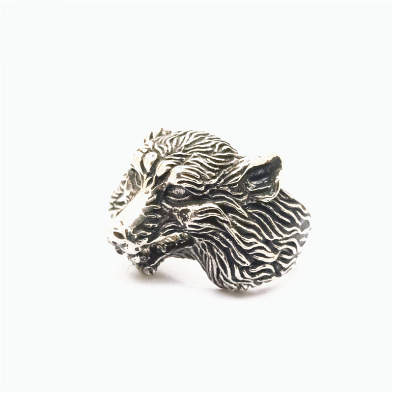 Title 4, Anillo de cabeza de lobo personalizado Grabado ...