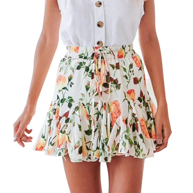 Printed pleated skirt Yellow Flower - Shop at LoveMi