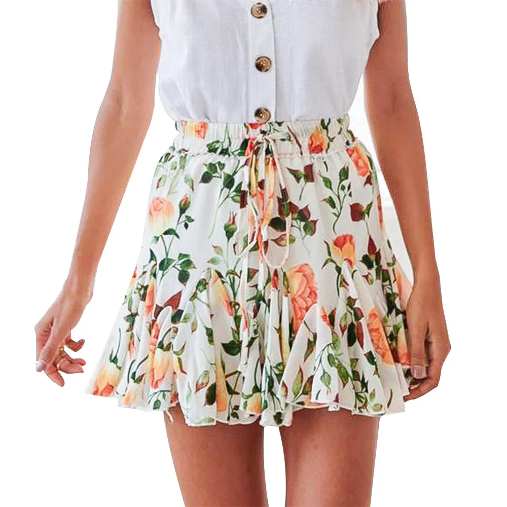 Printed pleated skirt - Yellow Flower