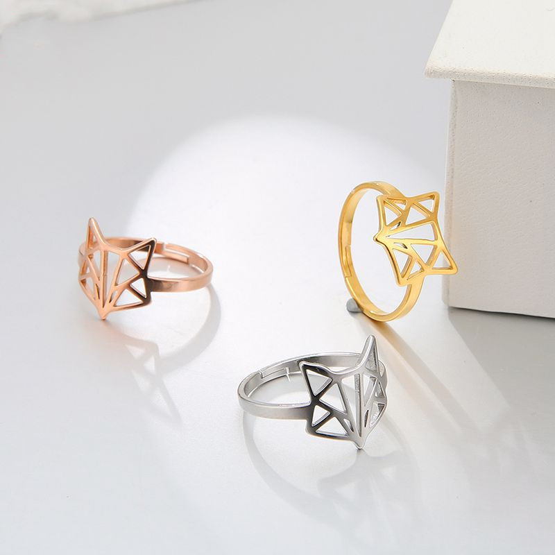 Little fox ring female ins tide stainless steel