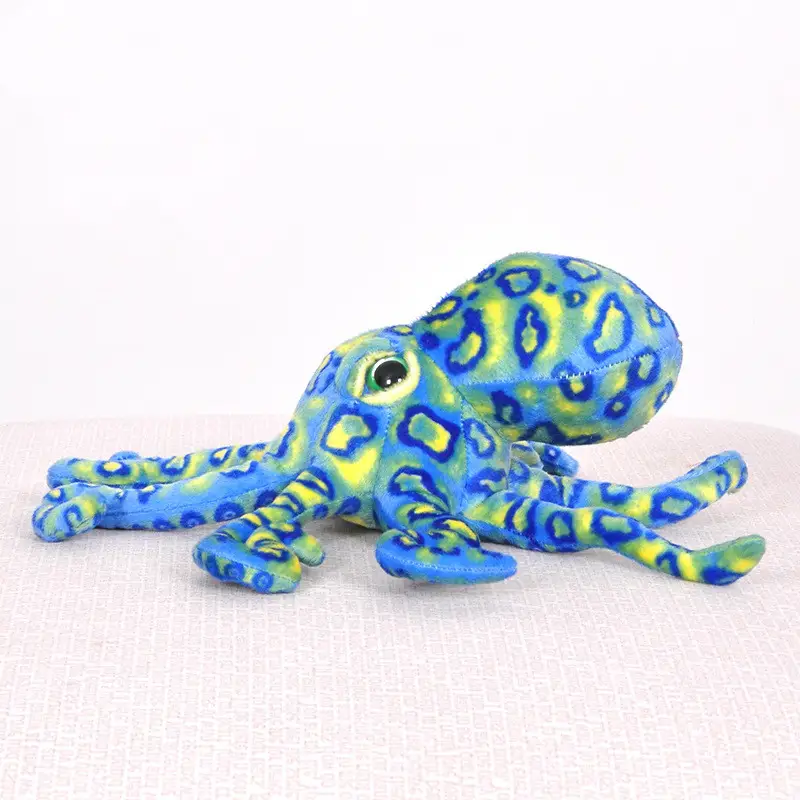Octopus Plush Toy with Leopard Print Pattern — Blue