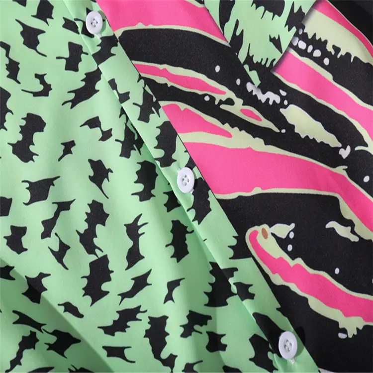 Vintage leopard colorblock floral shirt