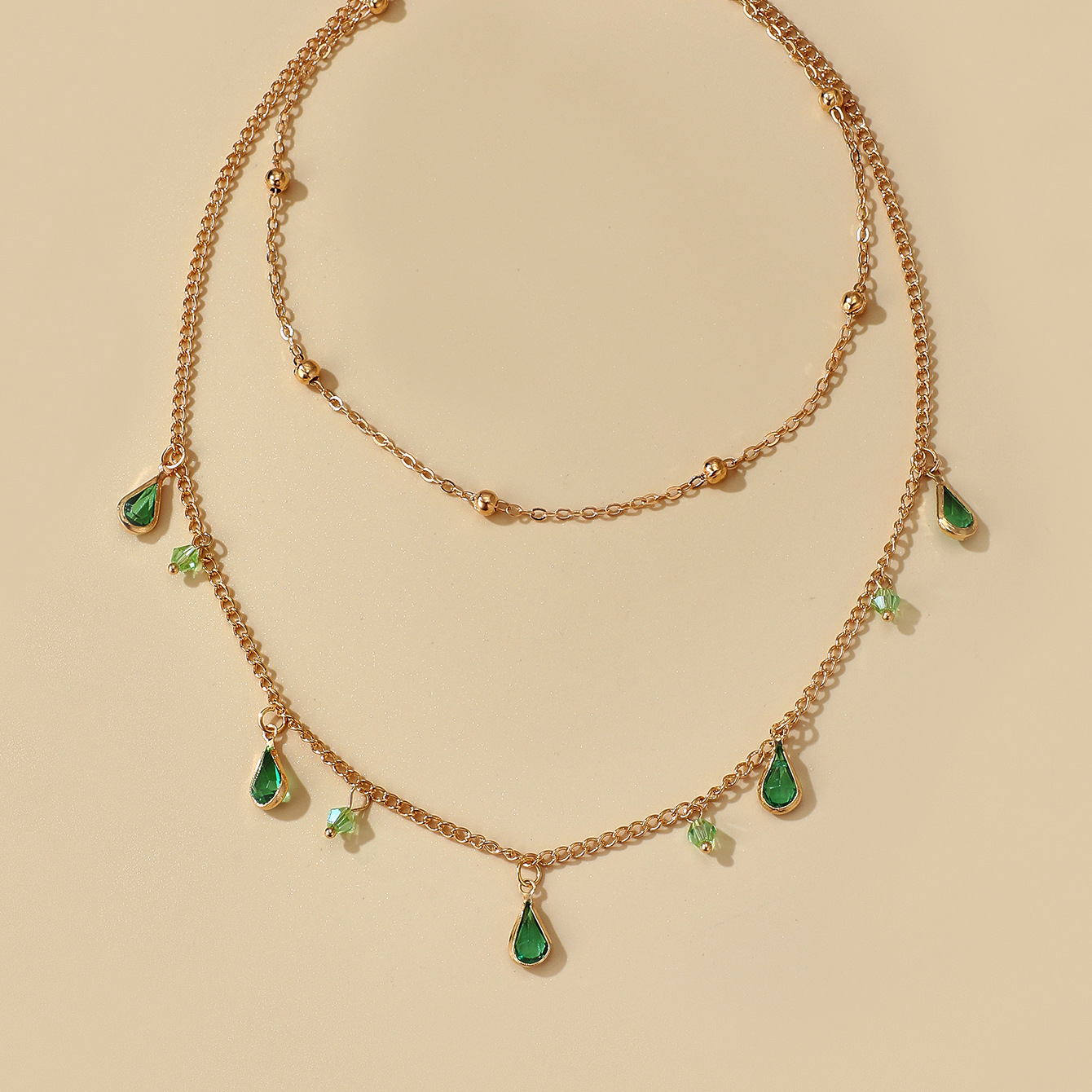Waterdrop Emerald Necklace Clavicle Chain