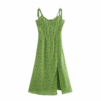 Green split skirt female tide dress