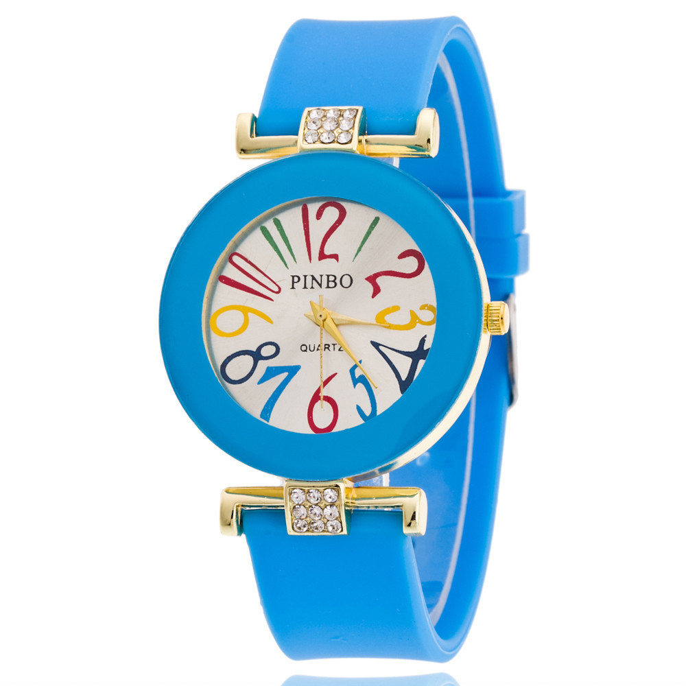 Jelly color digital watch with diamond