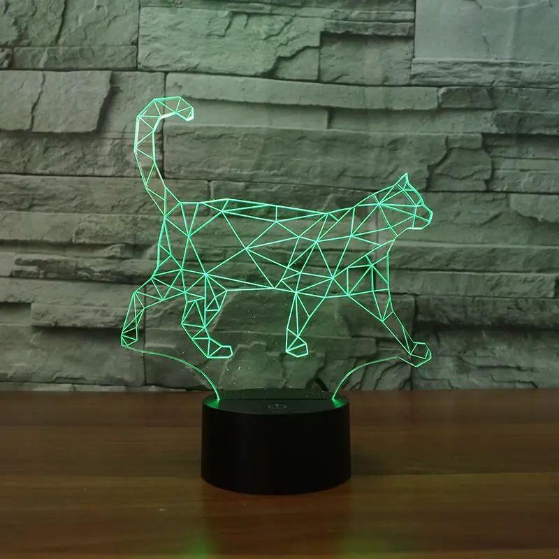 Colorful acrylic cat night light