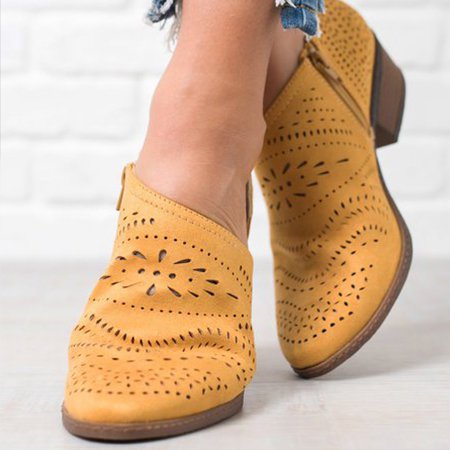 European and American hollow low heel women shoes