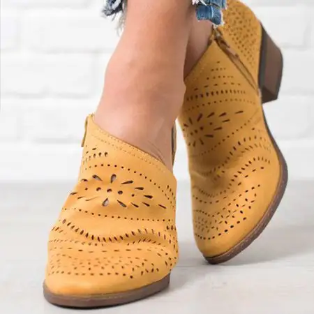 European and American hollow low heel women shoes