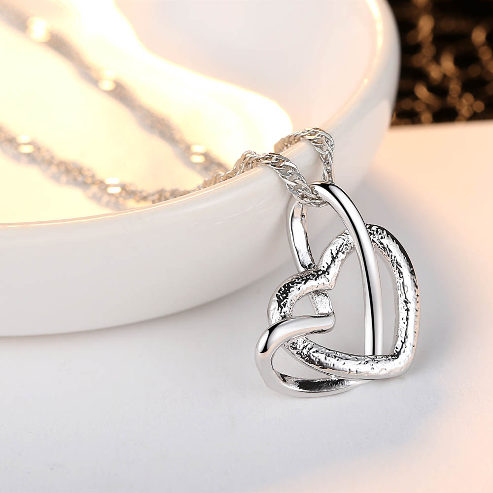 Double Heart Pendant Necklace Clavicle Chain