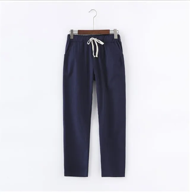 New Korean large cotton hemp pants Tan - Shop at LoveMi