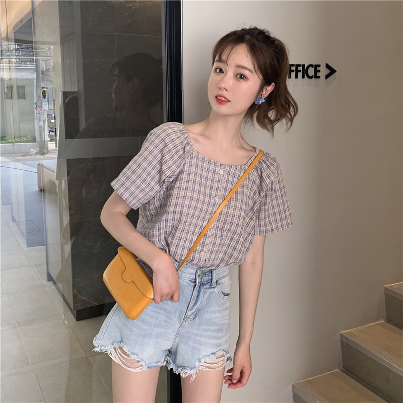 Western French Retro Plaid Shirt